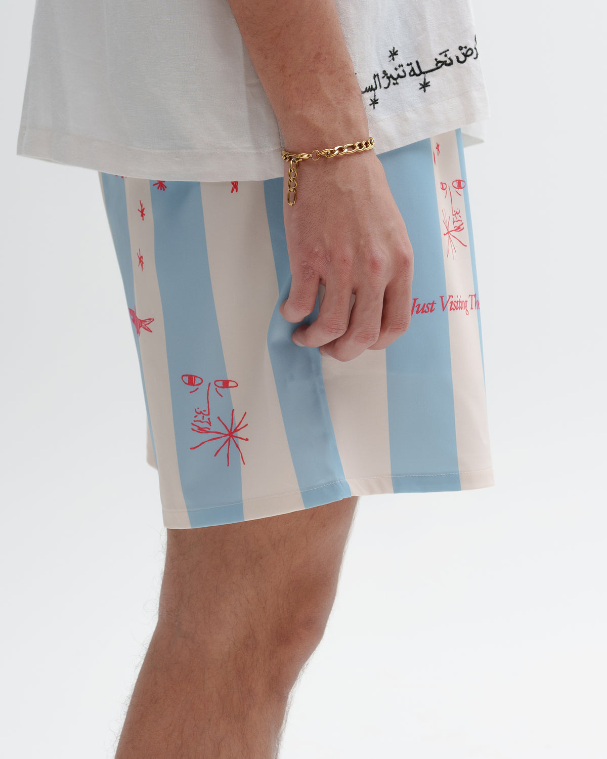 Blue and White striped Short - You are waves of humanity, of stone, of universes