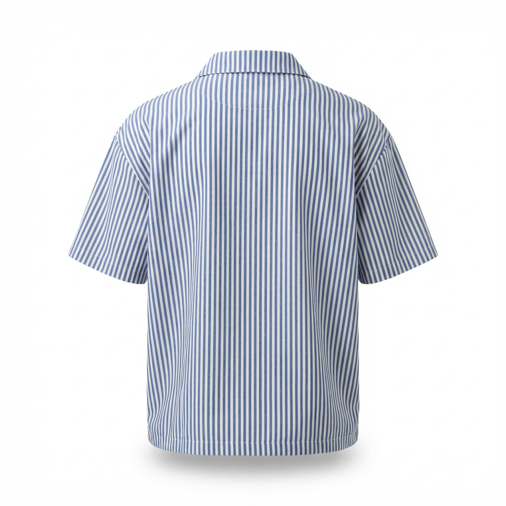 Blue and White striped T-Shirt - Like a star in the night, before which flocks of clouds drift by