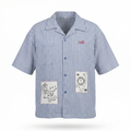 Blue and White striped T-Shirt - Like a star in the night, before which flocks of clouds drift by