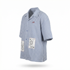 Blue and White striped T-Shirt - Like a star in the night, before which flocks of clouds drift by